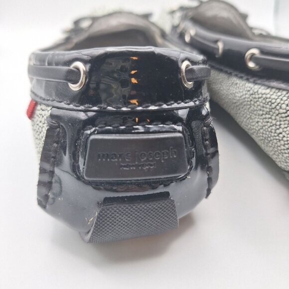 Marc Joseph Pebbled Flats Cypress Hill Tie Black White Leather Brazil Womens 8 - Picture 6 of 9